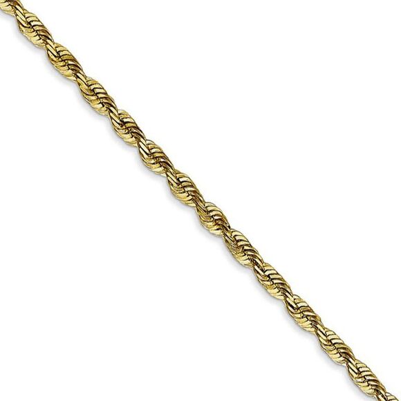 2.75mm 10k Yellow Gold Lightweight D/C Rope Chain Necklace 18 Inch